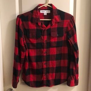 Red and black plaid/flannel boys Old Navy button down shirt